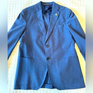 Ted Baker blue Tampa suit. 38S jacket. 32x29 pants.  Pants hemmed. Can be length